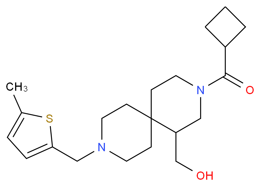 {3-(cyclobutylcarbonyl)-9-[(5-methyl-2-thienyl)methyl]-3,9-diazaspiro[5.5]undec-1-yl}methanol_Molecular_structure_CAS_)