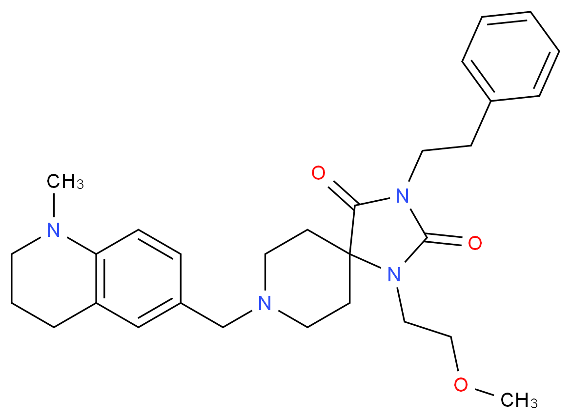 1-(2-methoxyethyl)-8-[(1-methyl-1,2,3,4-tetrahydro-6-quinolinyl)methyl]-3-(2-phenylethyl)-1,3,8-triazaspiro[4.5]decane-2,4-dione_Molecular_structure_CAS_)
