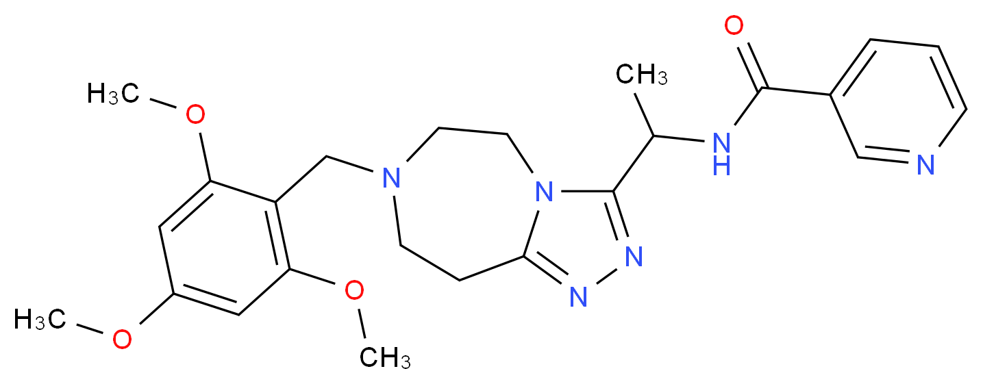N-{1-[7-(2,4,6-trimethoxybenzyl)-6,7,8,9-tetrahydro-5H-[1,2,4]triazolo[4,3-d][1,4]diazepin-3-yl]ethyl}nicotinamide_Molecular_structure_CAS_)