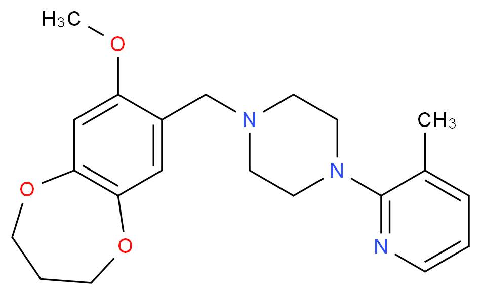 1-[(8-methoxy-3,4-dihydro-2H-1,5-benzodioxepin-7-yl)methyl]-4-(3-methylpyridin-2-yl)piperazine_Molecular_structure_CAS_)