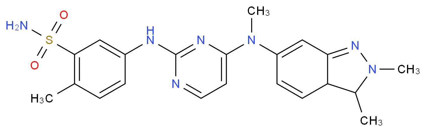 5-(4-((2,3-dimethyl-3,3a-dihydro-2H-indazol-6-yl)(methyl)amino)pyrimidin-2-ylamino)-2-methylbenzenesulfonamide_Molecular_structure_CAS_444731-52-6)