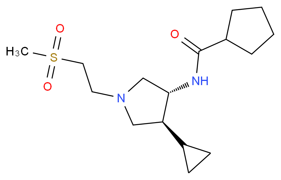 N-{(3R*,4S*)-4-cyclopropyl-1-[2-(methylsulfonyl)ethyl]-3-pyrrolidinyl}cyclopentanecarboxamide_Molecular_structure_CAS_)