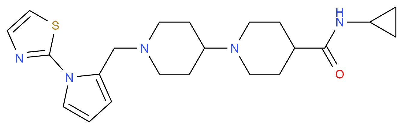 N-cyclopropyl-1'-{[1-(1,3-thiazol-2-yl)-1H-pyrrol-2-yl]methyl}-1,4'-bipiperidine-4-carboxamide_Molecular_structure_CAS_)