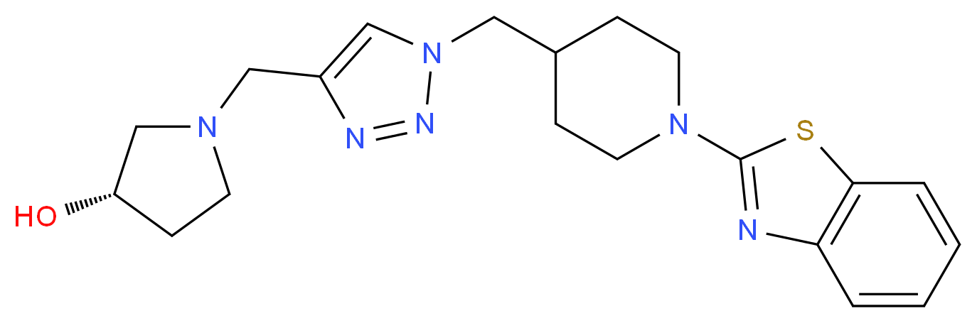 (3S)-1-[(1-{[1-(1,3-benzothiazol-2-yl)piperidin-4-yl]methyl}-1H-1,2,3-triazol-4-yl)methyl]pyrrolidin-3-ol_Molecular_structure_CAS_)