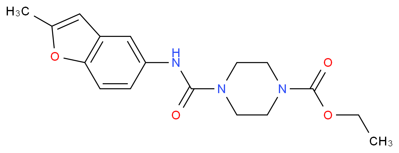 ethyl 4-{[(2-methyl-1-benzofuran-5-yl)amino]carbonyl}piperazine-1-carboxylate_Molecular_structure_CAS_)