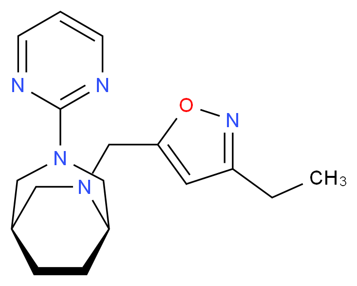 (1R*,5R*)-6-[(3-ethyl-5-isoxazolyl)methyl]-3-(2-pyrimidinyl)-3,6-diazabicyclo[3.2.2]nonane_Molecular_structure_CAS_)