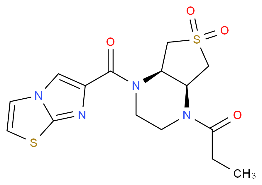 (4aS*,7aR*)-1-(imidazo[2,1-b][1,3]thiazol-6-ylcarbonyl)-4-propionyloctahydrothieno[3,4-b]pyrazine 6,6-dioxide_Molecular_structure_CAS_)