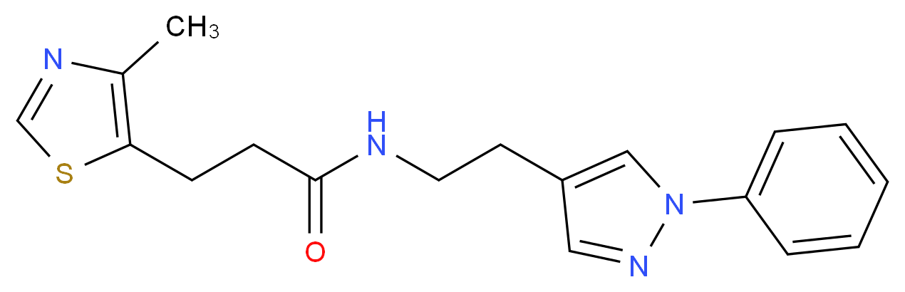 3-(4-methyl-1,3-thiazol-5-yl)-N-[2-(1-phenyl-1H-pyrazol-4-yl)ethyl]propanamide_Molecular_structure_CAS_)