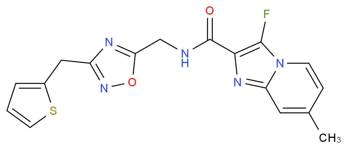3-fluoro-7-methyl-N-{[3-(2-thienylmethyl)-1,2,4-oxadiazol-5-yl]methyl}imidazo[1,2-a]pyridine-2-carboxamide_Molecular_structure_CAS_)