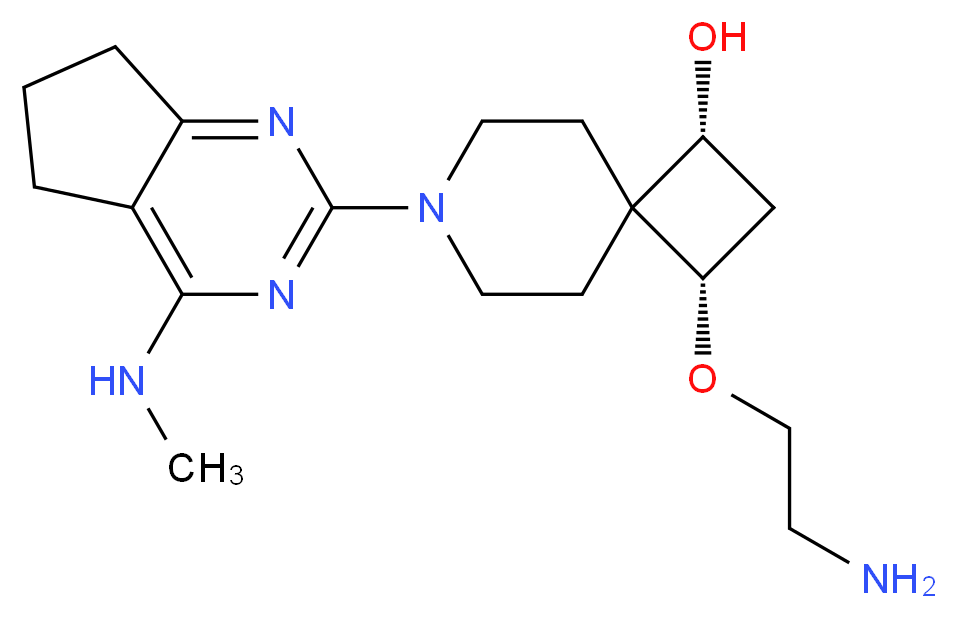 (1R*,3S*)-3-(2-aminoethoxy)-7-[4-(methylamino)-6,7-dihydro-5H-cyclopenta[d]pyrimidin-2-yl]-7-azaspiro[3.5]nonan-1-ol_Molecular_structure_CAS_)