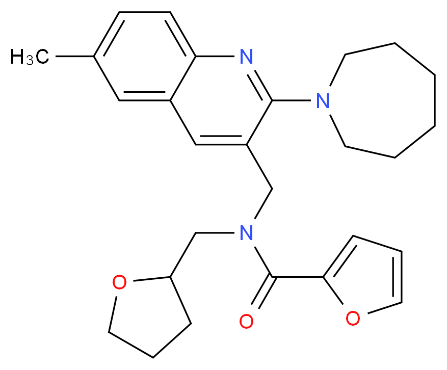 N-{[2-(1-azepanyl)-6-methyl-3-quinolinyl]methyl}-N-(tetrahydro-2-furanylmethyl)-2-furamide_Molecular_structure_CAS_)