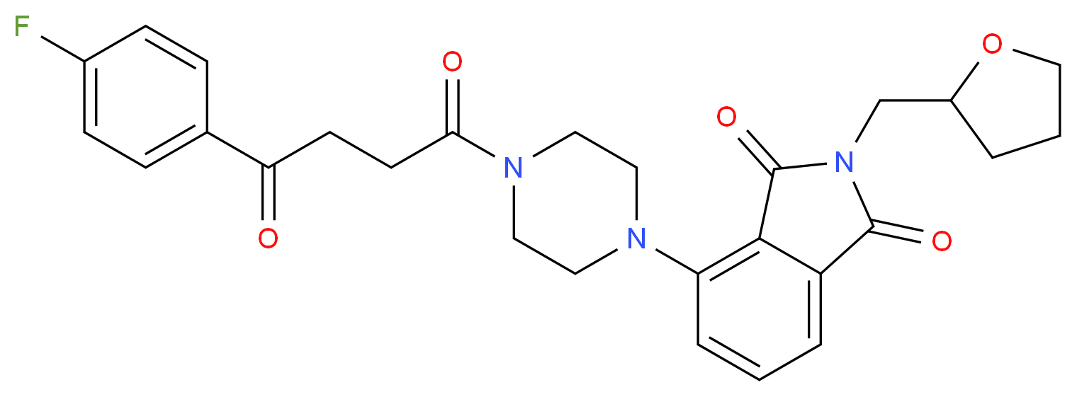 4-{4-[4-(4-fluorophenyl)-4-oxobutanoyl]-1-piperazinyl}-2-(tetrahydro-2-furanylmethyl)-1H-isoindole-1,3(2H)-dione_Molecular_structure_CAS_)