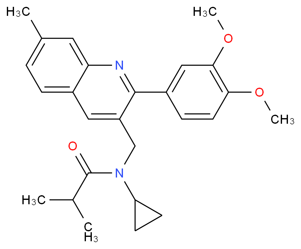 N-cyclopropyl-N-{[2-(3,4-dimethoxyphenyl)-7-methyl-3-quinolinyl]methyl}-2-methylpropanamide_Molecular_structure_CAS_)