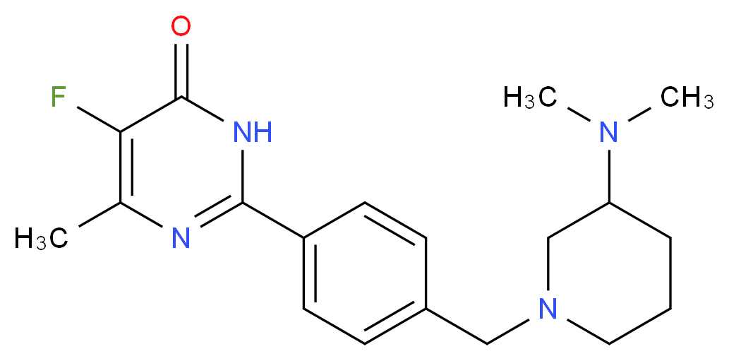 2-(4-{[3-(dimethylamino)piperidin-1-yl]methyl}phenyl)-5-fluoro-6-methylpyrimidin-4(3H)-one_Molecular_structure_CAS_)