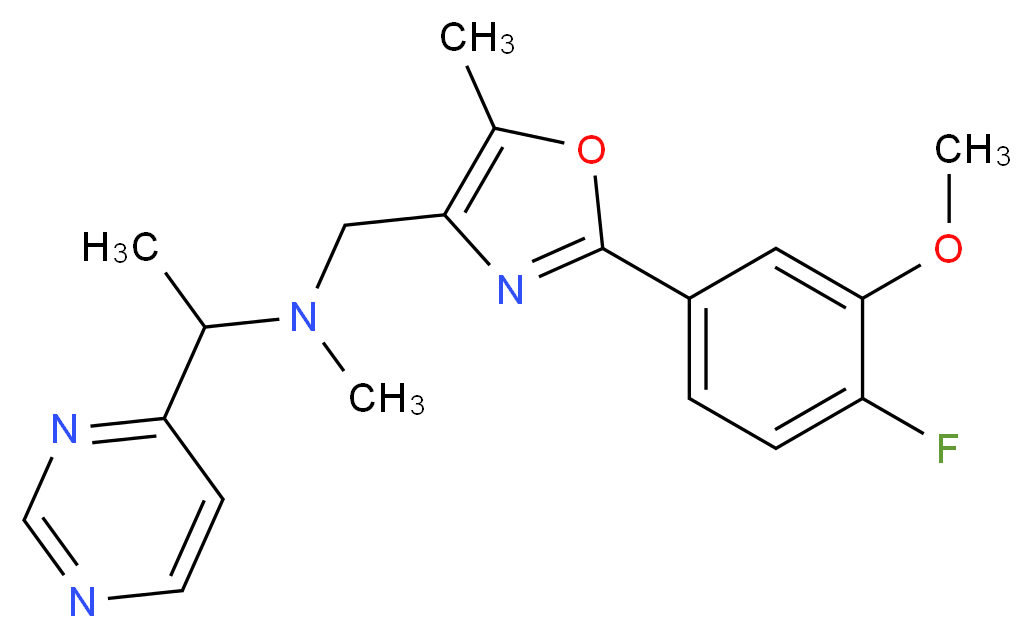 N-{[2-(4-fluoro-3-methoxyphenyl)-5-methyl-1,3-oxazol-4-yl]methyl}-N-methyl-1-(4-pyrimidinyl)ethanamine_Molecular_structure_CAS_)