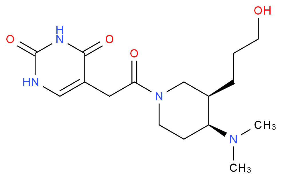 5-{2-[(3R*,4S*)-4-(dimethylamino)-3-(3-hydroxypropyl)piperidin-1-yl]-2-oxoethyl}pyrimidine-2,4(1H,3H)-dione_Molecular_structure_CAS_)