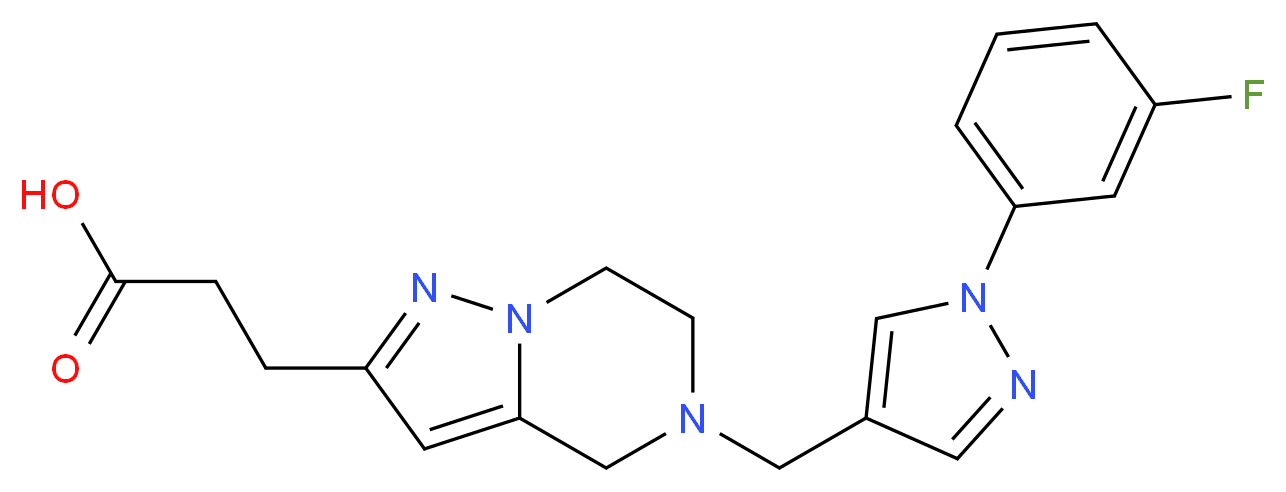 3-(5-{[1-(3-fluorophenyl)-1H-pyrazol-4-yl]methyl}-4,5,6,7-tetrahydropyrazolo[1,5-a]pyrazin-2-yl)propanoic acid_Molecular_structure_CAS_)