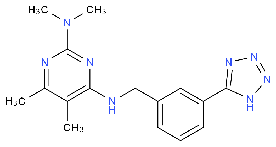 N~2~,N~2~,5,6-tetramethyl-N~4~-[3-(1H-tetrazol-5-yl)benzyl]pyrimidine-2,4-diamine_Molecular_structure_CAS_)