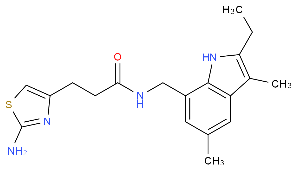 3-(2-amino-1,3-thiazol-4-yl)-N-[(2-ethyl-3,5-dimethyl-1H-indol-7-yl)methyl]propanamide_Molecular_structure_CAS_)