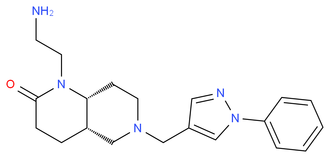 (4aS*,8aR*)-1-(2-aminoethyl)-6-[(1-phenyl-1H-pyrazol-4-yl)methyl]octahydro-1,6-naphthyridin-2(1H)-one_Molecular_structure_CAS_)
