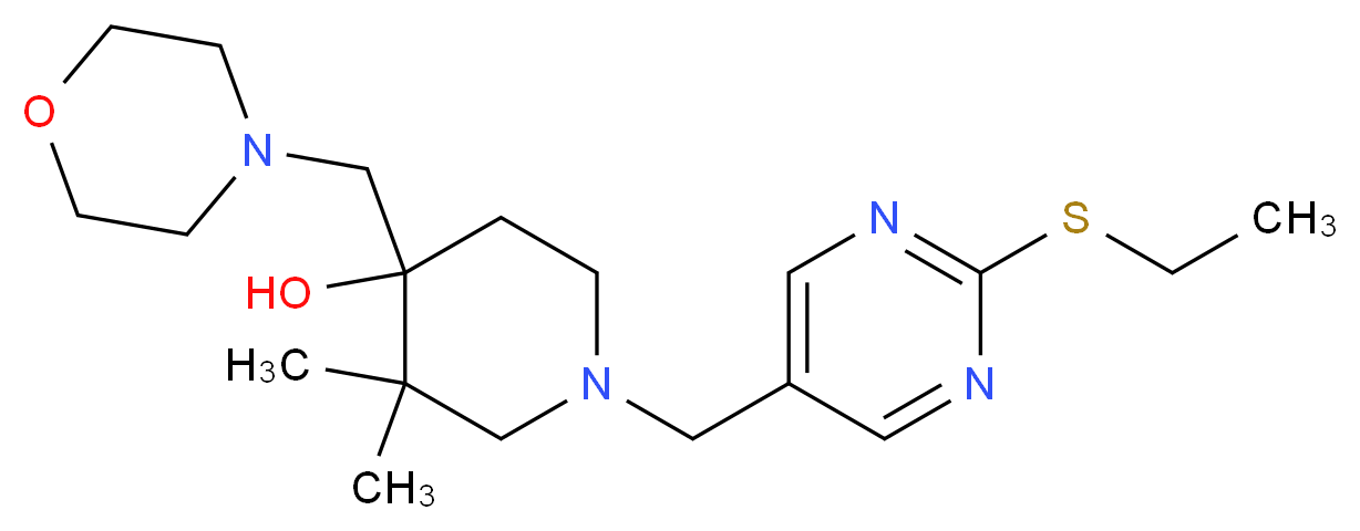 1-{[2-(ethylthio)pyrimidin-5-yl]methyl}-3,3-dimethyl-4-(morpholin-4-ylmethyl)piperidin-4-ol_Molecular_structure_CAS_)