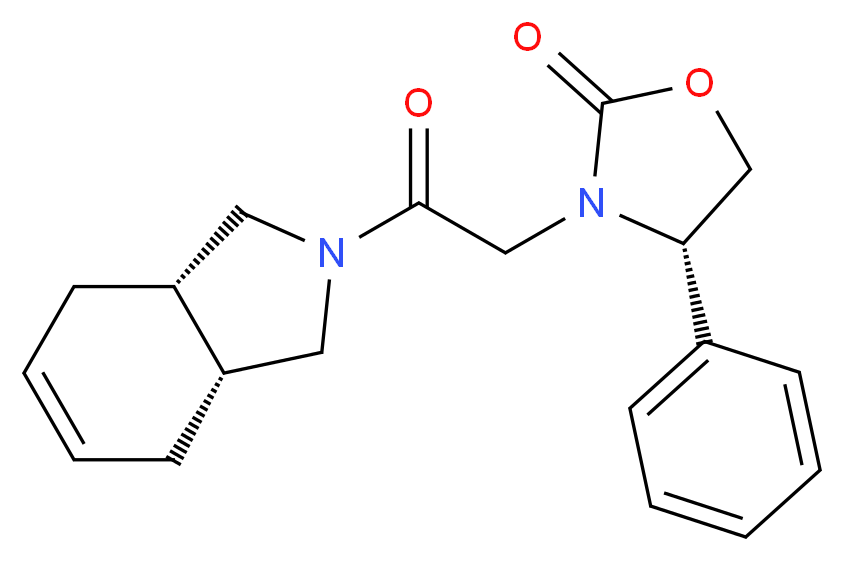 (4S)-3-{2-[(3aR,7aS)-1,3,3a,4,7,7a-hexahydro-2H-isoindol-2-yl]-2-oxoethyl}-4-phenyl-1,3-oxazolidin-2-one_Molecular_structure_CAS_)