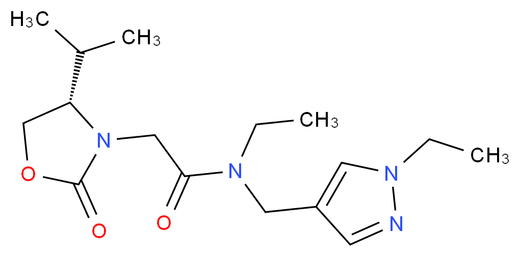 N-ethyl-N-[(1-ethyl-1H-pyrazol-4-yl)methyl]-2-[(4S)-4-isopropyl-2-oxo-1,3-oxazolidin-3-yl]acetamide_Molecular_structure_CAS_)