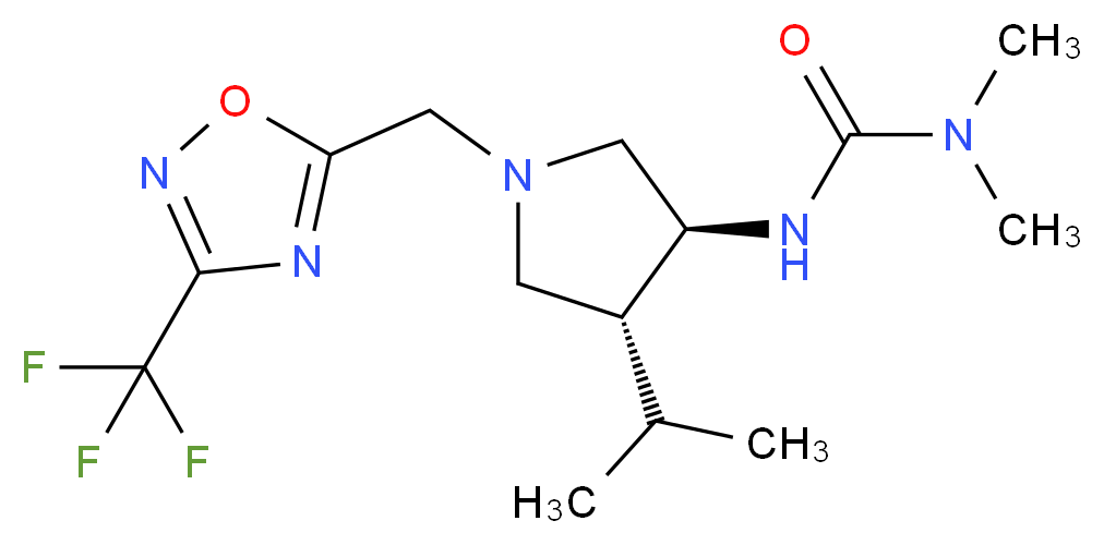 N'-((3S*,4R*)-4-isopropyl-1-{[3-(trifluoromethyl)-1,2,4-oxadiazol-5-yl]methyl}-3-pyrrolidinyl)-N,N-dimethylurea_Molecular_structure_CAS_)