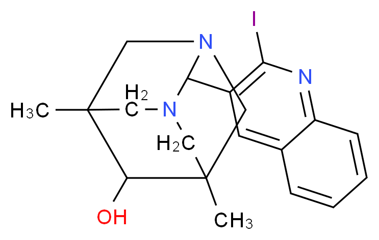 (1R,2S,3S,5R,6S,7S)-2-(2-iodoquinolin-3-yl)-5,7-dimethyl-1,3-diazaadamantan-6-ol_Molecular_structure_CAS_)