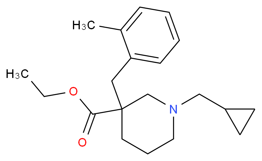 ethyl 1-(cyclopropylmethyl)-3-(2-methylbenzyl)-3-piperidinecarboxylate_Molecular_structure_CAS_)