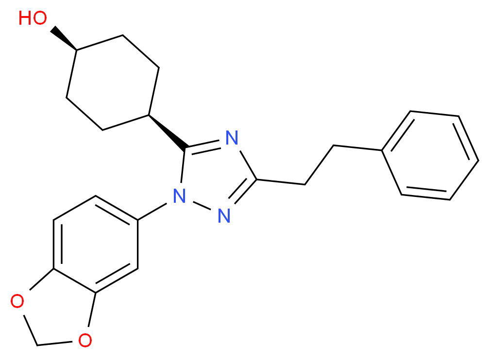 cis-4-[1-(1,3-benzodioxol-5-yl)-3-(2-phenylethyl)-1H-1,2,4-triazol-5-yl]cyclohexanol_Molecular_structure_CAS_)