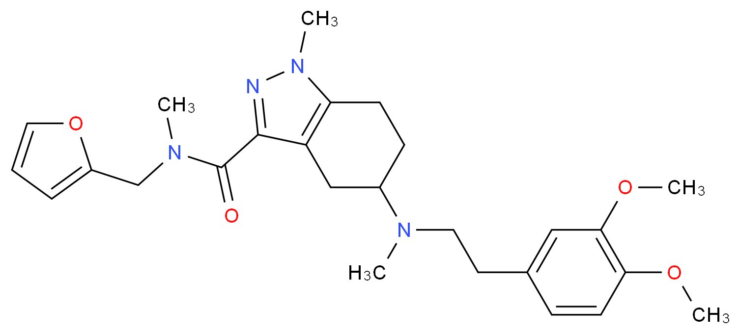 5-[[2-(3,4-dimethoxyphenyl)ethyl](methyl)amino]-N-(2-furylmethyl)-N,1-dimethyl-4,5,6,7-tetrahydro-1H-indazole-3-carboxamide_Molecular_structure_CAS_)