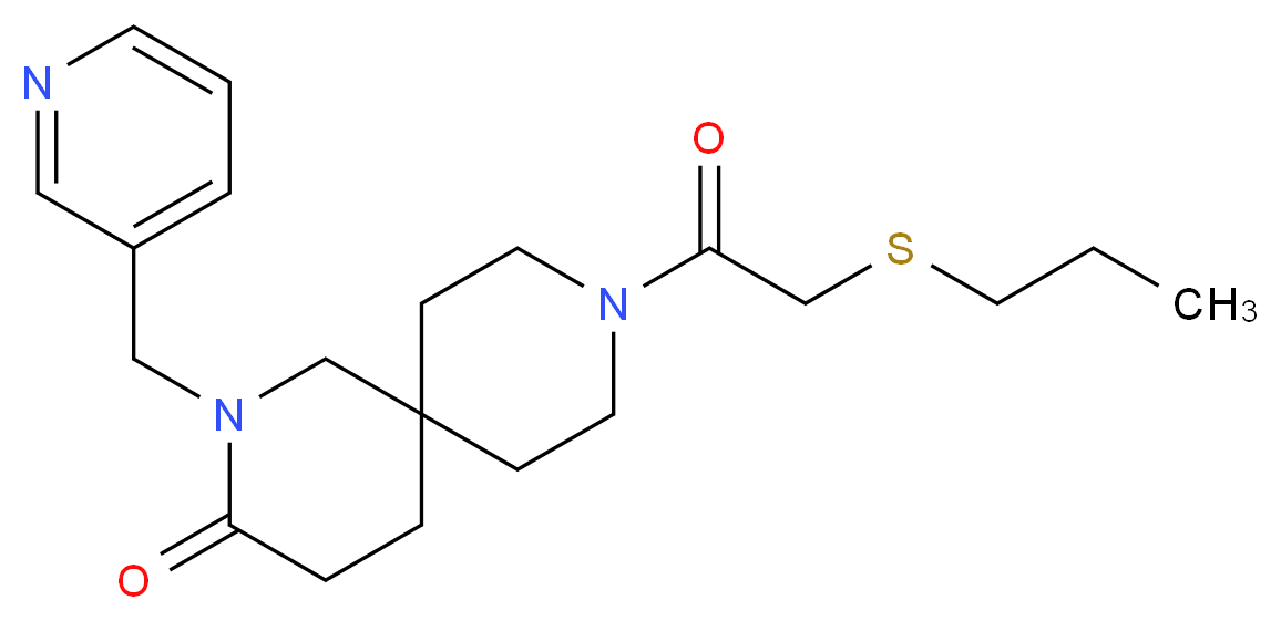 9-[(propylthio)acetyl]-2-(pyridin-3-ylmethyl)-2,9-diazaspiro[5.5]undecan-3-one_Molecular_structure_CAS_)