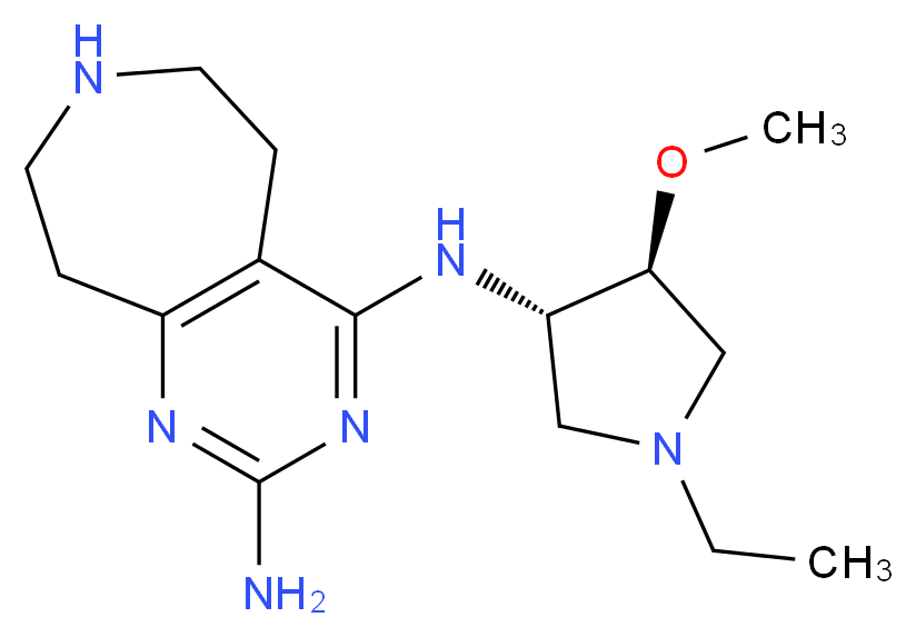 N~4~-[(3S*,4S*)-1-ethyl-4-methoxypyrrolidin-3-yl]-6,7,8,9-tetrahydro-5H-pyrimido[4,5-d]azepine-2,4-diamine_Molecular_structure_CAS_)