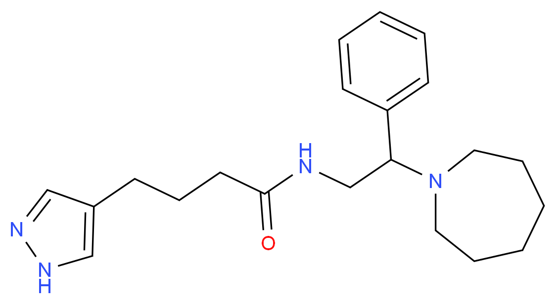 N-(2-azepan-1-yl-2-phenylethyl)-4-(1H-pyrazol-4-yl)butanamide_Molecular_structure_CAS_)