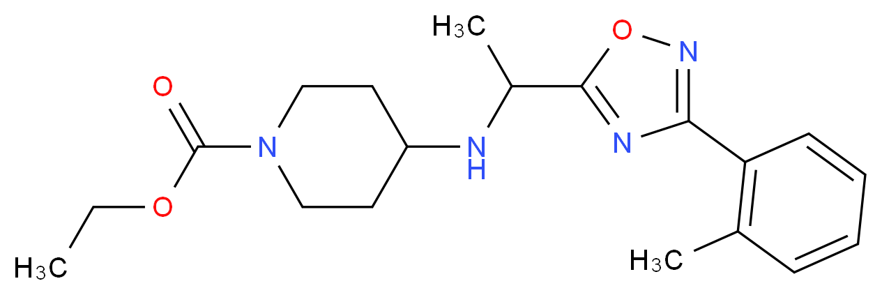 ethyl 4-({1-[3-(2-methylphenyl)-1,2,4-oxadiazol-5-yl]ethyl}amino)piperidine-1-carboxylate_Molecular_structure_CAS_)