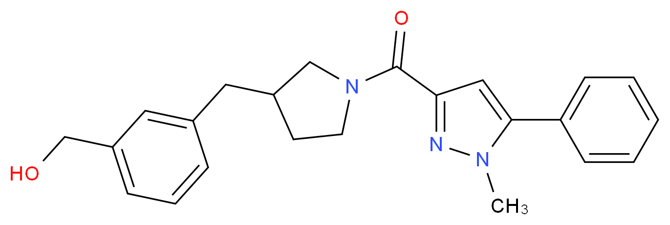 [3-({1-[(1-methyl-5-phenyl-1H-pyrazol-3-yl)carbonyl]pyrrolidin-3-yl}methyl)phenyl]methanol_Molecular_structure_CAS_)