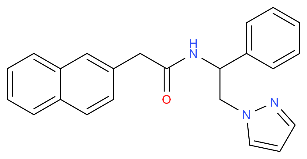 2-(2-naphthyl)-N-[1-phenyl-2-(1H-pyrazol-1-yl)ethyl]acetamide_Molecular_structure_CAS_)