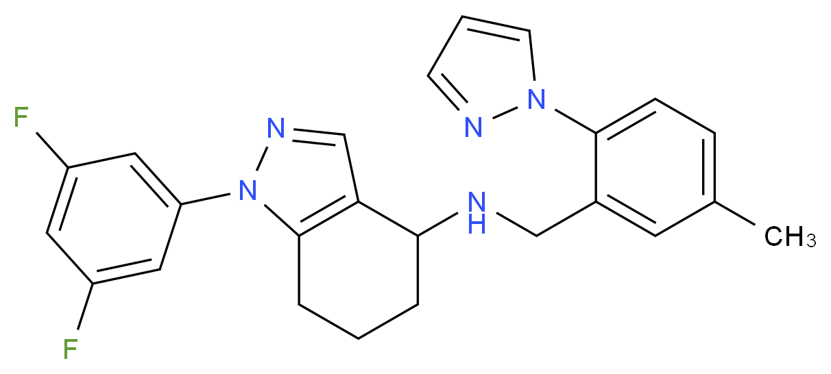 1-(3,5-difluorophenyl)-N-[5-methyl-2-(1H-pyrazol-1-yl)benzyl]-4,5,6,7-tetrahydro-1H-indazol-4-amine_Molecular_structure_CAS_)