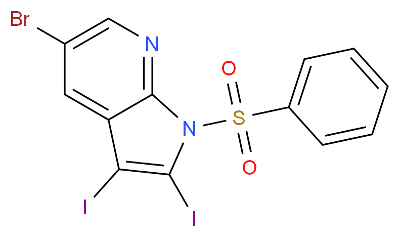 5-Bromo-2,3-diiodo-1-(phenylsulfonyl)-1H-pyrrolo[2,3-b]pyridine_Molecular_structure_CAS_)