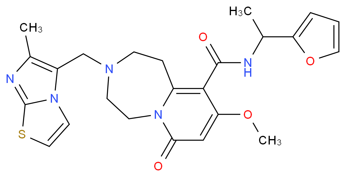 N-[1-(2-furyl)ethyl]-9-methoxy-3-[(6-methylimidazo[2,1-b][1,3]thiazol-5-yl)methyl]-7-oxo-1,2,3,4,5,7-hexahydropyrido[1,2-d][1,4]diazepine-10-carboxamide_Molecular_structure_CAS_)