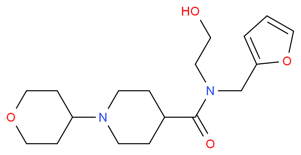 N-(2-furylmethyl)-N-(2-hydroxyethyl)-1-(tetrahydro-2H-pyran-4-yl)piperidine-4-carboxamide_Molecular_structure_CAS_)
