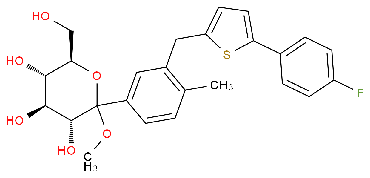 D-Glucopyranoside, Methyl 1-C-[3-[[5-(4-fluorophenyl)-2-thienyl]Methyl]-4-Methylphenyl]-_Molecular_structure_CAS_1030825-21-8)