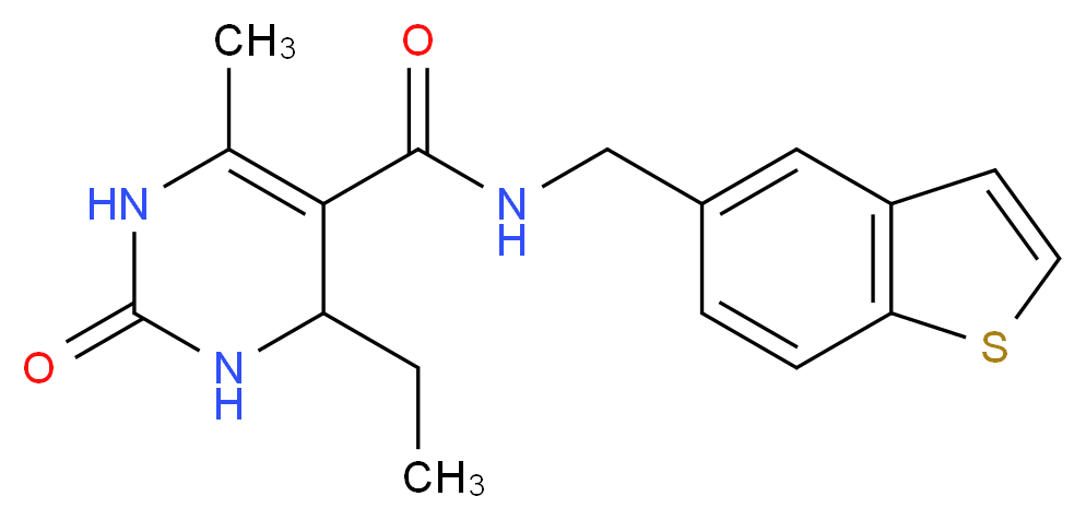 N-(1-benzothien-5-ylmethyl)-4-ethyl-6-methyl-2-oxo-1,2,3,4-tetrahydropyrimidine-5-carboxamide_Molecular_structure_CAS_)
