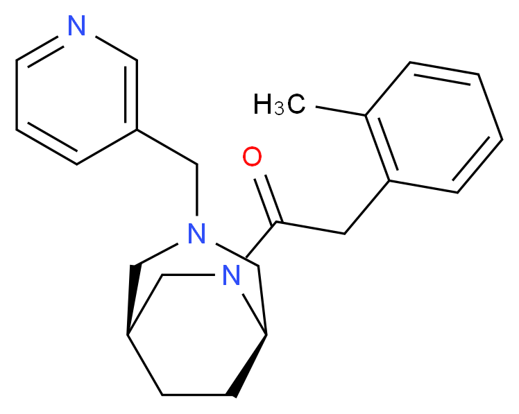 (1S*,5R*)-6-[(2-methylphenyl)acetyl]-3-(3-pyridinylmethyl)-3,6-diazabicyclo[3.2.2]nonane_Molecular_structure_CAS_)