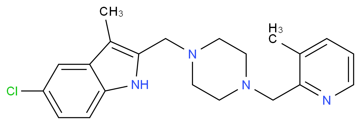 5-chloro-3-methyl-2-({4-[(3-methyl-2-pyridinyl)methyl]-1-piperazinyl}methyl)-1H-indole_Molecular_structure_CAS_)