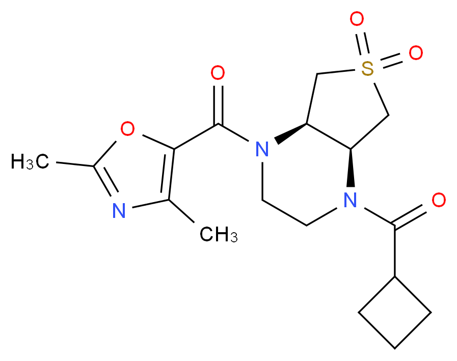 (4aR*,7aS*)-1-(cyclobutylcarbonyl)-4-[(2,4-dimethyl-1,3-oxazol-5-yl)carbonyl]octahydrothieno[3,4-b]pyrazine 6,6-dioxide_Molecular_structure_CAS_)