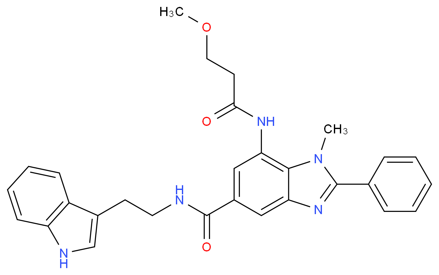 N-[2-(1H-indol-3-yl)ethyl]-7-[(3-methoxypropanoyl)amino]-1-methyl-2-phenyl-1H-benzimidazole-5-carboxamide_Molecular_structure_CAS_)