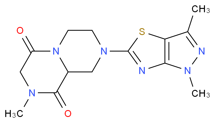 8-(1,3-dimethyl-1H-pyrazolo[3,4-d][1,3]thiazol-5-yl)-2-methyltetrahydro-2H-pyrazino[1,2-a]pyrazine-1,4(3H,6H)-dione_Molecular_structure_CAS_)