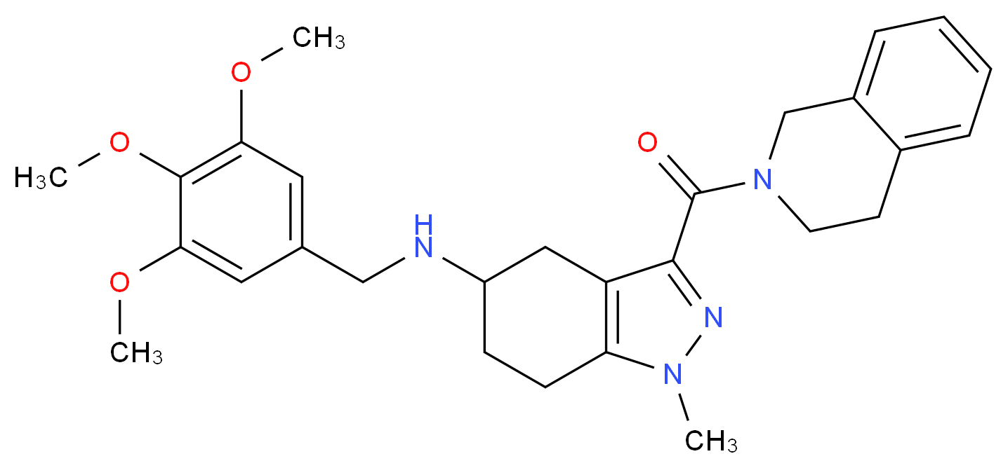3-(3,4-dihydro-2(1H)-isoquinolinylcarbonyl)-1-methyl-N-(3,4,5-trimethoxybenzyl)-4,5,6,7-tetrahydro-1H-indazol-5-amine_Molecular_structure_CAS_)